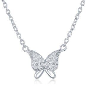 Youth - Sterling Silver CZ Butterfly Necklace and Earrings Set